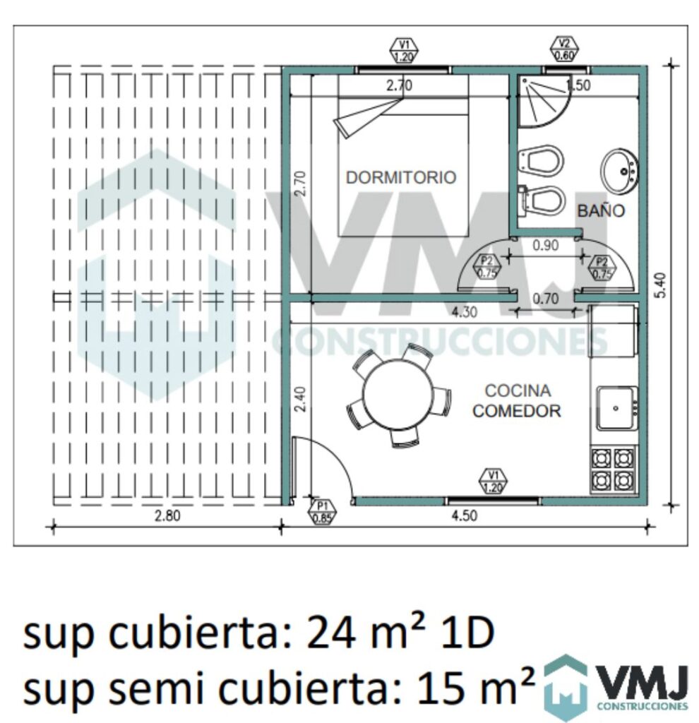 Plano Vivienda prefabrica MR100